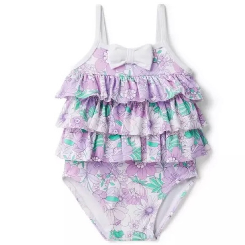 Janie And Jack Baby Floral Ruffle Swimsuit - Picture 1 of 9